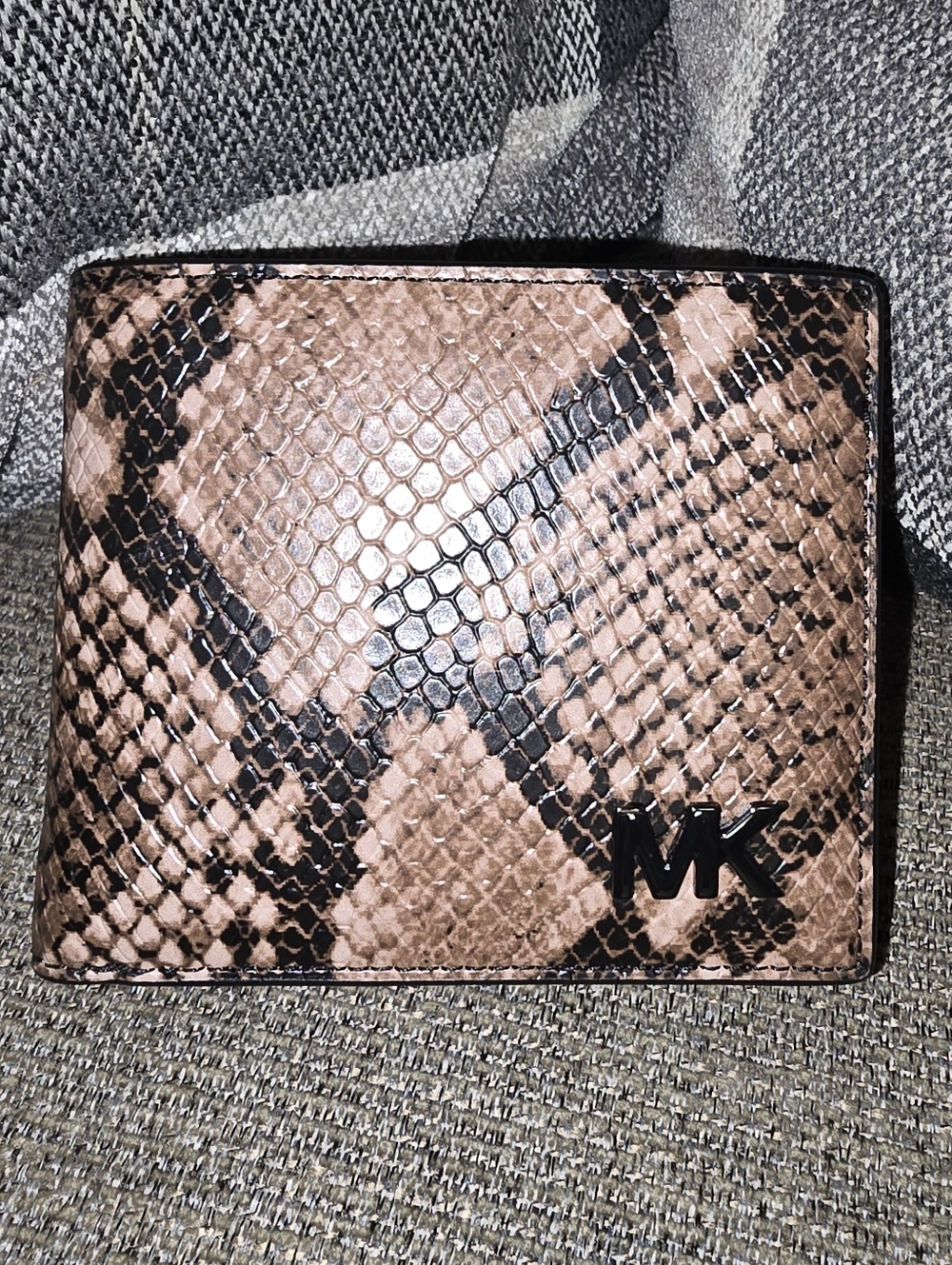 P08 Michael Kors Mens Brown/Black Snake-Print Leather Wallet NWT (F) - Picture 2 of 8